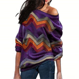 Women Blouses Off Shoulder Tops Striped Print