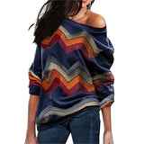 Women Blouses Off Shoulder Tops Striped Print