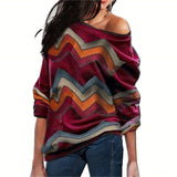 Women Blouses Off Shoulder Tops Striped Print