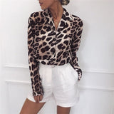 Chiffon Blouse Long Sleeve Sexy Leopard Print