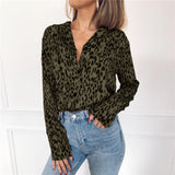 Summer Chiffon Leopard Blouse Long Sleeve