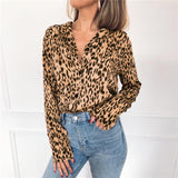 Summer Chiffon Leopard Blouse Long Sleeve
