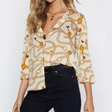 Chain Print Summer Chiffon Blouse