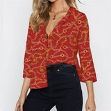 Chain Print Summer Chiffon Blouse