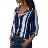 Chiffon Blouse Women Long Sleeve Striped