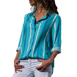 Chiffon Blouse Women Long Sleeve Striped