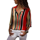 Chiffon Blouse Women Long Sleeve Striped