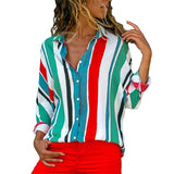 Chiffon Blouse Women Long Sleeve Striped