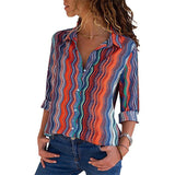 Chiffon Blouse Women Long Sleeve Striped