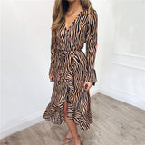 Women Zebra Print Beach Chiffon Dress