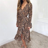 Women Zebra Print Beach Chiffon Dress