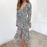 Women Zebra Print Beach Chiffon Dress