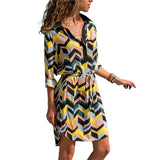 Summer Chiffon Beach Dresses Women Casual Boho Style Print