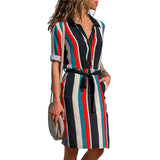 Summer Striped A-line Print Boho Beach Dress