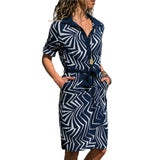 Summer Striped A-line Print Boho Beach Dress