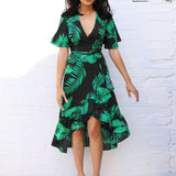 Summer Floral Print Chiffon Beach Long Dress