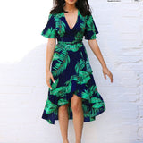Summer Floral Print Chiffon Beach Long Dress