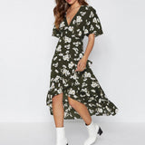 Women Boho Floral Print Chiffon Dress