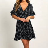 Boho Style Beach Dress Fashion Short Sleeve V-neck