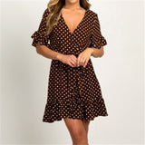 Boho Style Beach Dress Fashion Short Sleeve V-neck