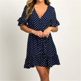 Boho Style Beach Dress Fashion Short Sleeve V-neck