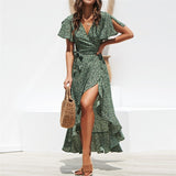Summer Boho Style Floral Print Maxi Beach Dress