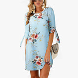 Women Floral Print Beach Chiffon Dress