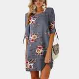 Women Floral Print Beach Chiffon Dress