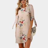 Women Floral Print Beach Chiffon Dress