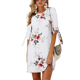 Women Floral Print Beach Chiffon Dress