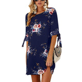 Women Floral Print Beach Chiffon Dress