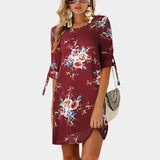 Women Floral Print Beach Chiffon Dress