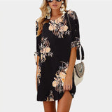 Women Floral Print Beach Chiffon Dress