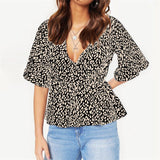Summer Chiffon Blouse Sexy Deep V-neck