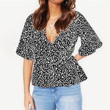 Summer Chiffon Blouse Sexy Deep V-neck