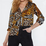 Chiffon Blouses Sexy Leopard Blouse Shirt Long Sleeve