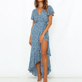 Summer Long Maxi Dress Boho Style Floral Print Beach Dress