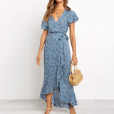 Summer Long Maxi Dress Boho Style Floral Print Beach Dress