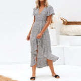 Bohemian Chiffon Floral Print Beach Dress