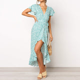 Bohemian Chiffon Floral Print Beach Dress